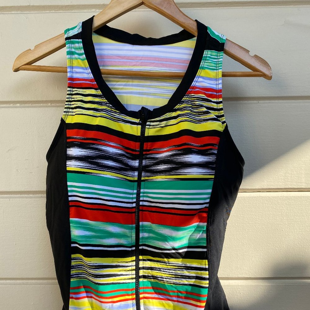 BRAND NEW Body Suit Swim Top Black Yellow Red Green XL